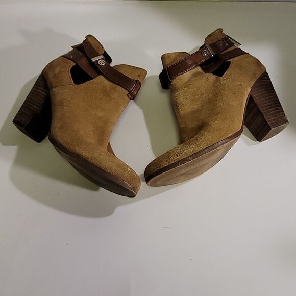 Guess Brown Suede Cutout Heeled Booties Size 7 - Picture 3 of 10